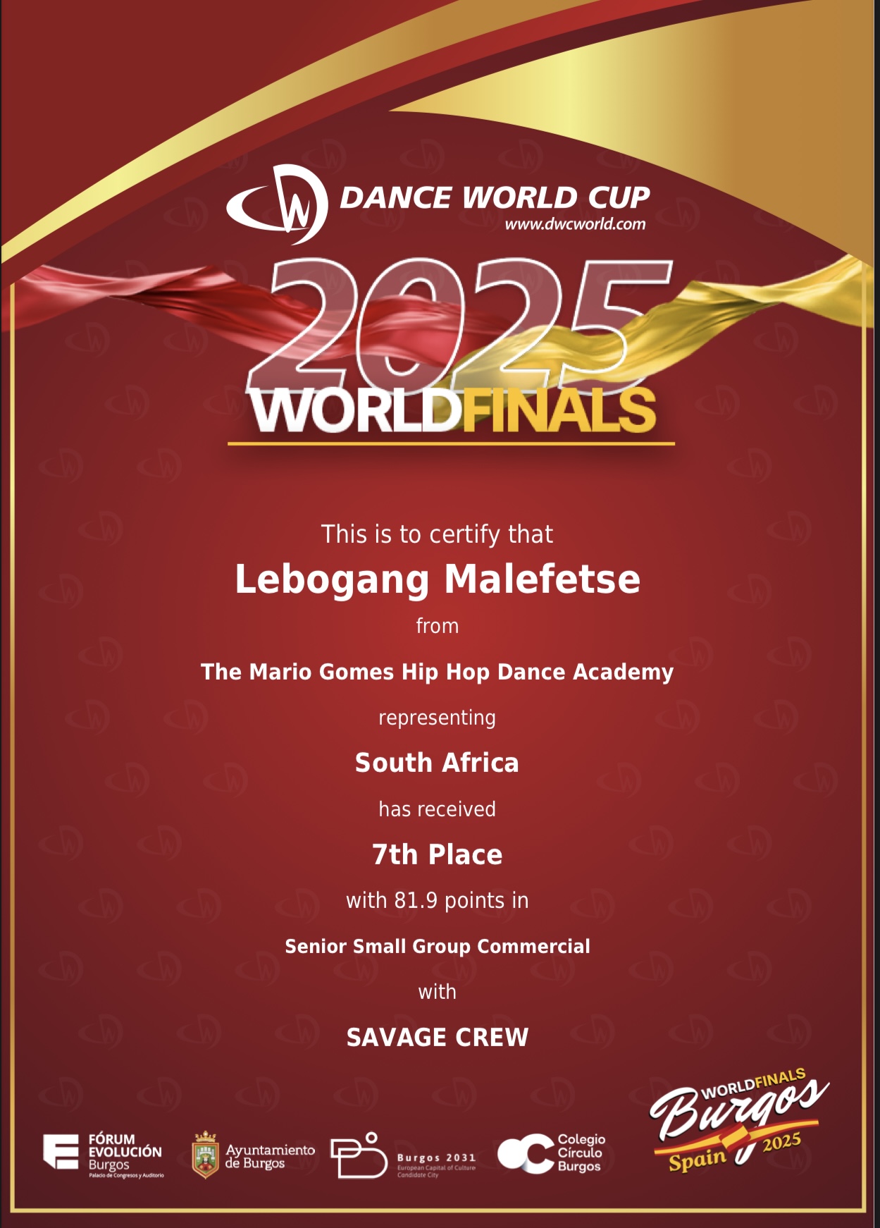 7th Place - Senior Small Group Commercial