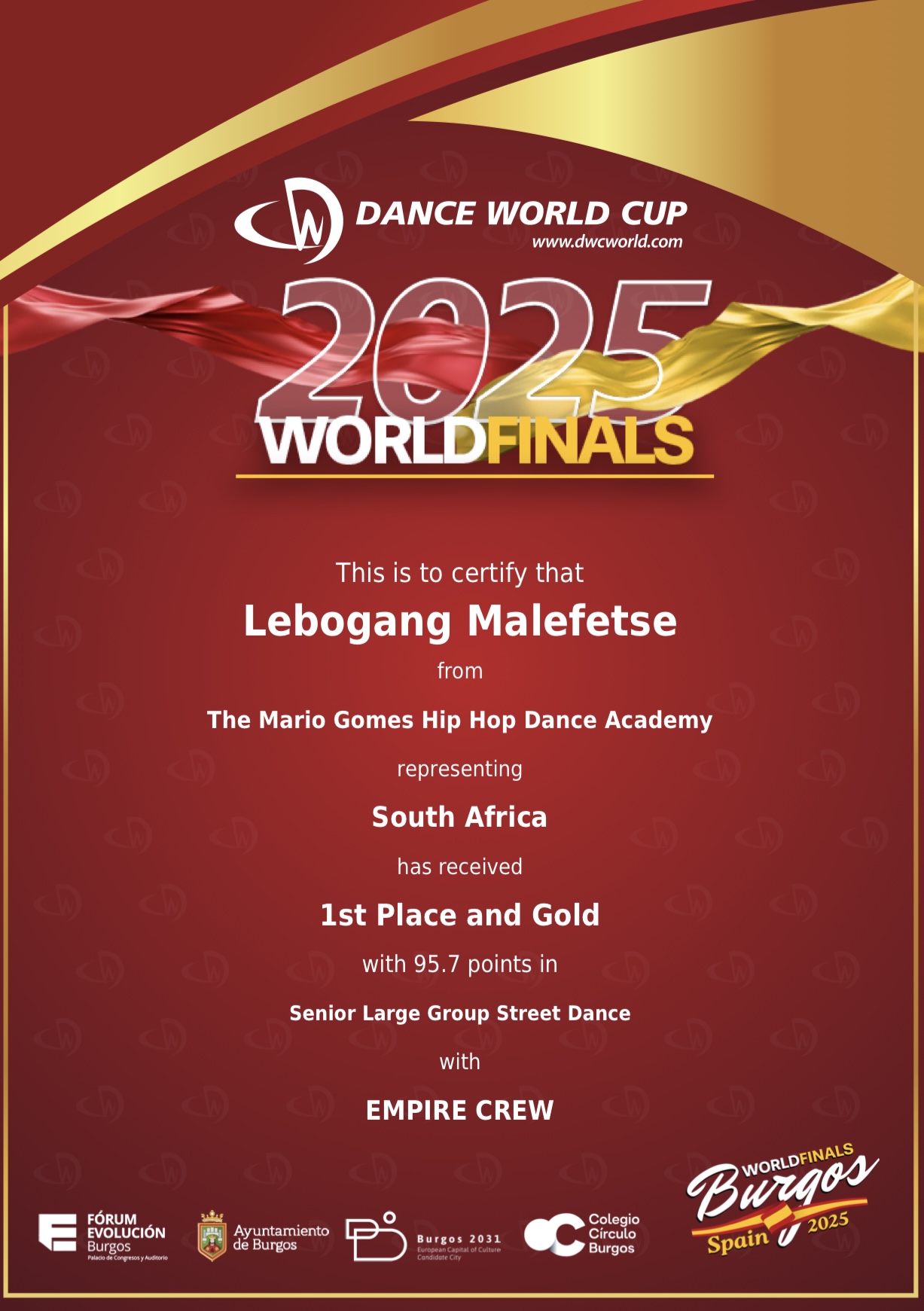 1st Place Gold - Senior Large Group Street Dance